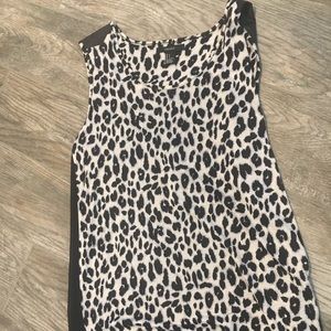 Mesh open back cheetah print tank with leather